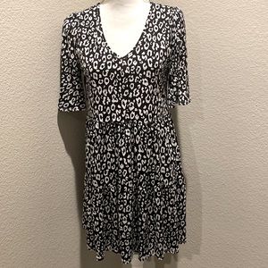 Pink Blush Black Animal Print Ruffle Sleeve Maternity Dress